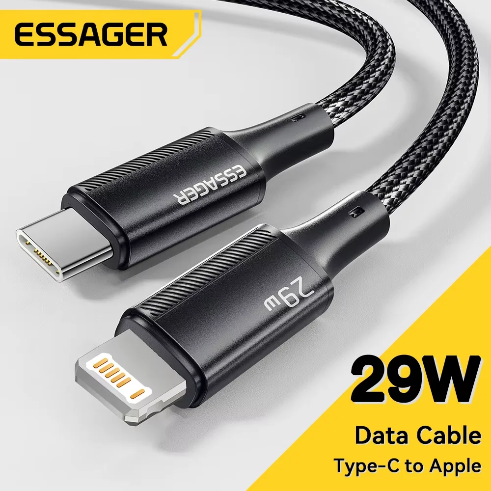 Essager USB C 케이블 For IPhone 14 13 12 11 pro Max Xs Plus 29W 고속 충전 케이블 유형 C-조명 날짜 와이어(ipad Macbook용)