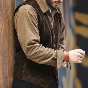 빈티지 코듀로이 조끼 캐주얼 프렌치 워크웨어 헌팅 필드 조끼 남성용 봄 가을 아웃도어 코트