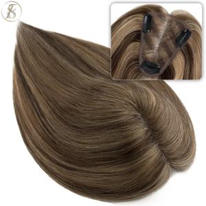 TESS 헤어 토퍼 8x10cm 손으로 만든 여성 토퍼 천연 헤어 가발 헤어 클립 인간의 머리카락 확장 단일 매듭 레이스 헤어 피스