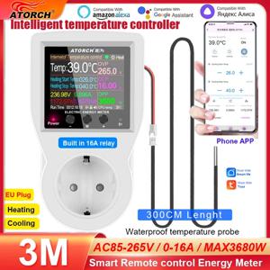 16A AC220V Tuya WIFI 디지털 온도 조절기 소켓 인큐베이터 온도 컨트롤러 (타이머 스위치 포함) 냉각 가열 3M NTC 센서
