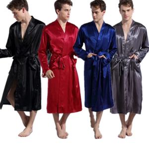 남자 V 넥 새틴 가운 기모노 긴 목욕 가운 잠옷 잠옷 크리스마스 가운 웨딩 파티 남자 Loungewear 드레싱 가운