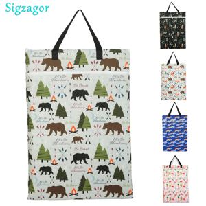 천 기저귀 삽입물용 대형 행잉 페일 백, 재사용 가능 지퍼 2 개 달린 기저귀 세탁물 1 개