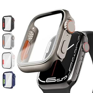 Apple Watch 용 유리 + 케이스 44mm 45mm 41mm 40mm 42mm 38mm 화면 보호기 커버 변경 울트라 범퍼 iWatch 시리즈 9 8 7 SE 6 5 3
