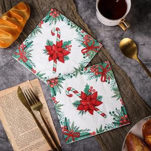 10/20pcs/Pac 33*33cm 2-Ply 다채로운 인쇄 크리스마스 트리 인쇄 티슈 페이퍼 크리스마스 생일 파티 테이블 장식 종이