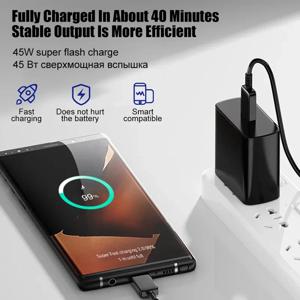 45W PD 초고속 충전 USB C 벽 어댑터 삼성 S22 S23 울트라 노트 10+ 5G 타입 C 고속 충전기 미국 EU 영국 호환