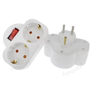 ON/OFF 스위치가 있는 EU 확장 소켓 2Pin 독일 표준 접지 확장 소켓 1 ~ 1/2/3 웨이 포트 확장 변환기