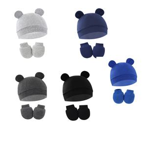 귀여운 아기 모자 신생아 보넷 장갑 양말 세트, 비니 모자 귀 모양, 신생아 선물, 사진 소품, 유아 패션 액세서리