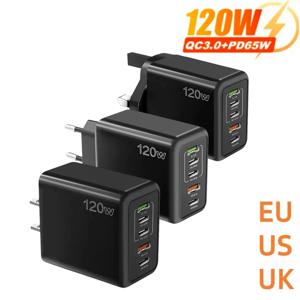 5포트 총 120W USB PD 충전기, 휴대폰 타입 C USB 고속 충전 모바일폰 벽면 어댑터, 아이폰 삼성 샤오미 화웨이용