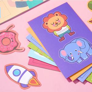 48pcs 종이 컷 세트 DIY 종이 기술 활동 절단 책 어린이 공예 스크랩북 장난감 키트 유치원 어린이 안전 가위