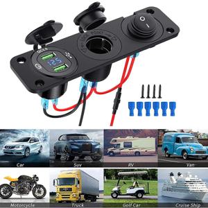 12V 소켓 시가 라이터 소켓 3 in 1 방수 차량용 듀얼 QC3.0 USB 아울렛 패널 RV 해양 보트 전원 소켓
