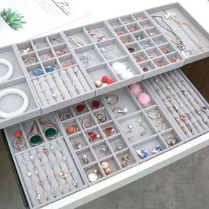 벨벳 쥬얼리 디스플레이 쌓을 수있는 절묘한 보석 홀더 휴대용 링 귀걸이 목걸이 주최자 상자 조직자