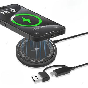 15W 맥세이프 무선 충전기 폰 충전 패드 아이폰 17 16 15 14 13 12 프로 맥스 에어팟 4/3 프로 고속 충전 스테이션