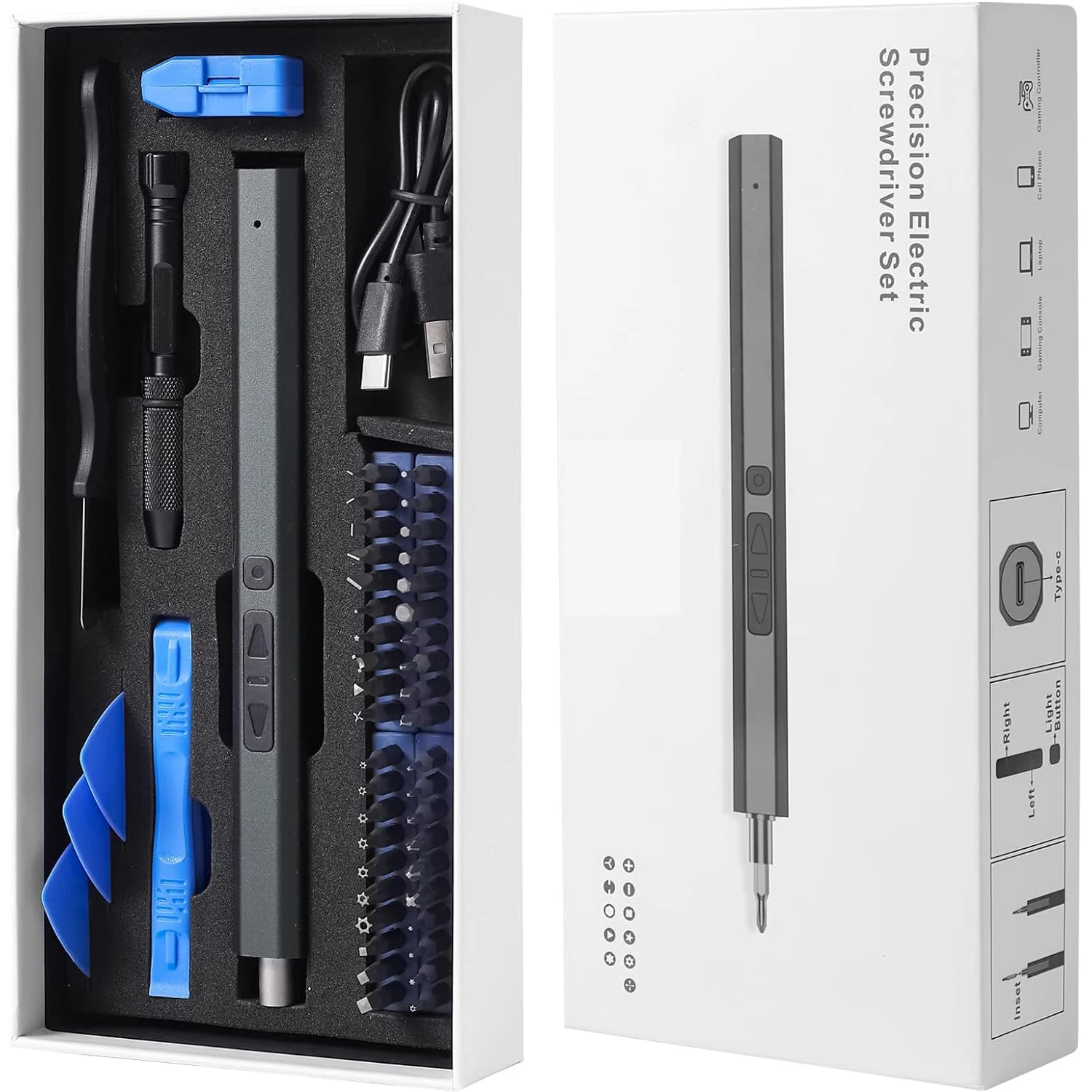 무선 전기 스크루 드라이버 세트 12/39/50 in 1 정밀 전동 공구 마그네틱 스크류 드라이버 비트 고속 충전 수리 도구 키트