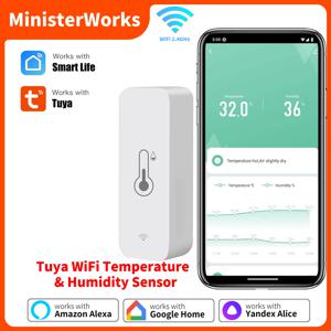 Tuya WiFi 온도 및 습도 센서 스마트 라이프 APP 원격 제어 Yandex Alice Alexa와 함께 작동