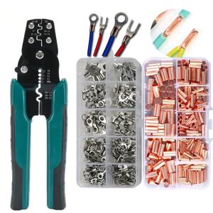 다기능 미니 전기 터미널 압착 펜치 와이어 스트리핑 절단 손 압착 도구 다중 커넥터 키트