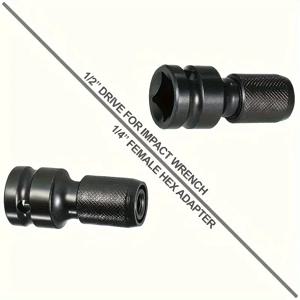 퀵 릴리즈 1/2인치 사각 드라이브에서 1/4인치 헥스 암 소켓 어댑터 변환기 임팩트 및 라쳇 렌치용