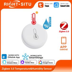스마트 Zigbee 3.0 온도 습도 센서 앱 원격 제어 온도계 모니터는 EWelink Zigbee2Mqtt ZHA Alexa와 함께 작동합니다.