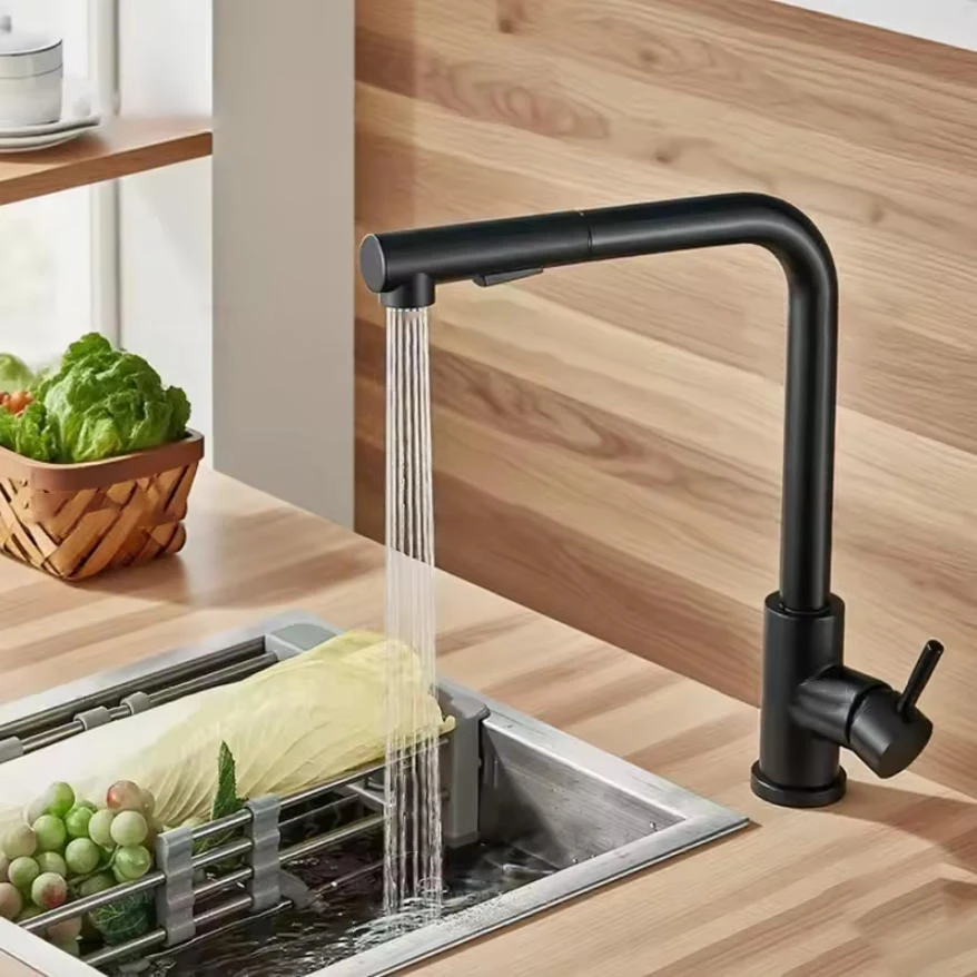 블랙 풀아웃 주방 싱크대 수도꼭지 두 가지 모델 스트림 스프레이어 노즐 스테인리스 스틸 온수 냉수 믹서 탭 데크