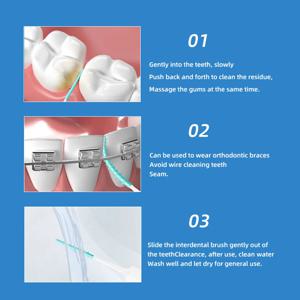 치간 브러쉬 부드러운 고무 치아 청소 도구 치아 사이 청소용 칫솔 구강 위생 관리 도구(40팩)