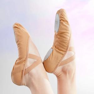 여자 캔버스 발레 신발 여자 전문 댄스 플랫 소프트 솔리드 발레리나 신발 연습 성능을위한 미끄럼 방지 댄스 신발