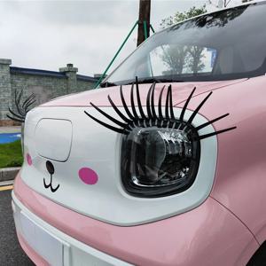 3D 매력적인 검은색 가짜 속눈썹 가짜 눈 속눈썹 스티커 자동차 헤드라이트 장식 재미있는 데칼 1쌍
