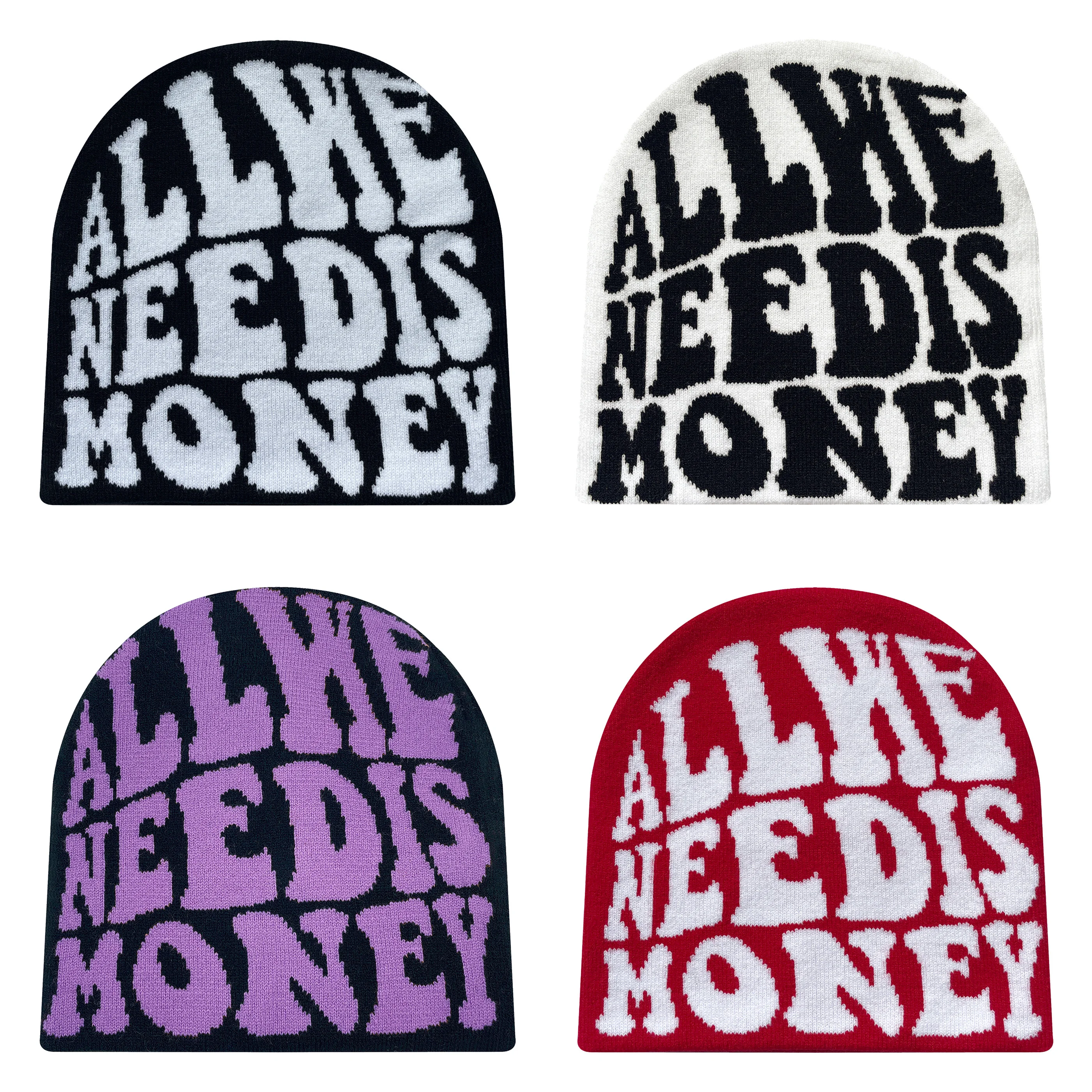 가을 겨울 편지 모자, 자카드 패턴 니트 모자, 남성용 및 여성용 아크릴 울 모자, 야외 따뜻한 모자