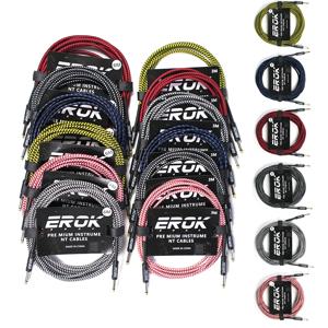 EROK 3/6/10M 기타 오디오 케이블 6.35mm 플러그 소음 없음 오디오 와이어 코드 악기 액세서리베이스 용 부품