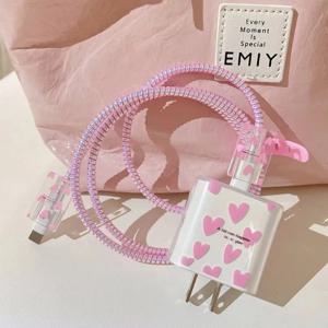 충전 데이터 케이블 보호대 케이스, 4 in 1, 아이폰 15 14 13 16 11 18W 20W 충전기 보호 커버, 와인더 액세서리 슬리브