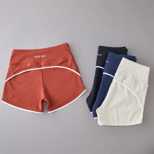 색상 대비 하이 웨이스트 스포츠 반바지, 타이트한 신축성 복숭아 엉덩이 트레이닝, 피트니스 요가 핫팬츠, 2024 신상