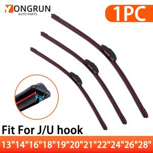 YONGRUN 1개 자동차 와이퍼 블레이드 교체 부품 13인치 14인치 16인치 18인치 19인치 20인치 21인치 22인치 24인치 26인치 28인치 무뼈 이중 고무 스트립 와이퍼