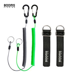 Booms Fishing T01 2M 낚시 코일 끈 (로드 타이 벨트 포함) 캠핑 카라비너 ​​도구가있는 보트 로프 용 낚시 끈