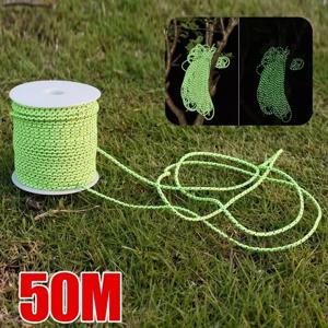 50M 반사 Paracord 2.5mm 낙하산 코드 야외 캠핑 생존 로프 내구성 우산 텐트 매는 밧줄 스트랩 빨랫줄 로프
