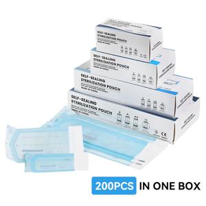 셀프 밀봉 살균 파우치, 자체 접착 백, 깨끗한 파우치, 문신 치과 네일 아트 액세서리, 5 가지 크기, 박스 당 200 개