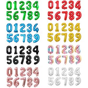 32인치 대형 숫자 풍선 0-9 - 여러 가지 빛깔의 생일 장식, 헬륨 지원, 생일 기념일용 파티 용품 C