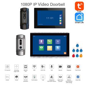 투야 앱 제어 문짝 벨, 7/10 인치 터치 스크린, 200MP 나이트 비전 카메라, 스마트 라이프 비디오 문짝 폰, 2.4G 와이파이, 1 개