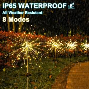 1pc 태양 불꽃 놀이 램프 야외 잔디 글로브 민들레 플래시 문자열 요정 조명 90LED -420LED 정원 잔디 휴일 빛