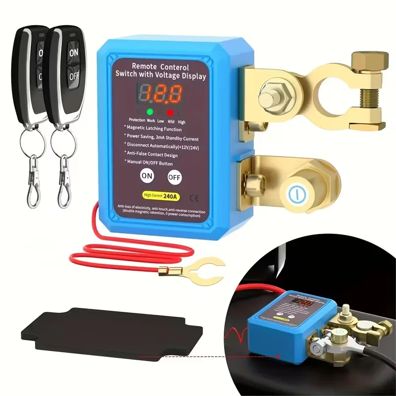 배터리 차단 전원 스위치 12V 240A 디스플레이 포함 차단 제어 스위치 리모컨 포함 자동차 보트용