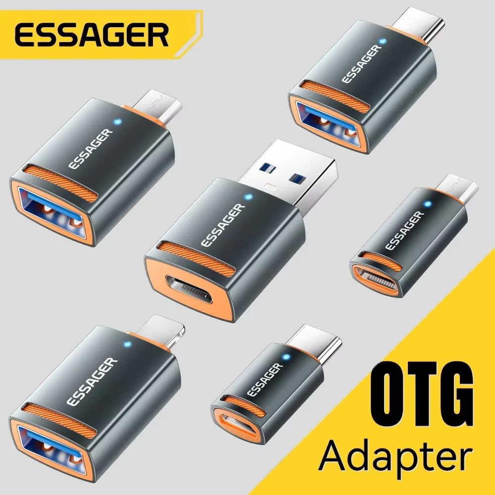 Essager USB3.0 OTG 어댑터 Type-C USB-A 마이크로 여성-USB 마이크로 iP Type-C 남성 변환기 Macbook Xiaomi iPhone OTG 어댑터