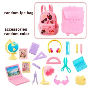 인형을위한 귀여운 소형 인형 집 연구 액세서리 18 항목 미니 노트북 눈금자 글로브 연필 테이블 램프 바비 어린이 장난감