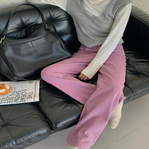 여성용 스트레이트 청바지, 와이드 레그 스트레이트 데님 바지, 스트리트웨어 2024, 7 가지 색상, 가을 2024