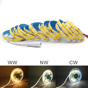 12V COB LED 스트립 조명 2M 3M 5M 고밀도 FOB 유연한 다이오드 테이프 빛 따뜻한 흰색 선형 디밍 가능 12 볼트 홈 인테리어