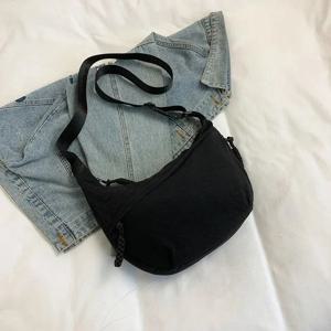 솔리드 컬러 트렌디 숄더백, 맞춤형 다기능 캔버스 백, 데일리 미니멀리스트 덤플링 백