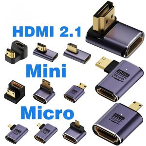   미니 마이크로 HDMI to HDMI 2.1 컨버터 48Gbps 8K60HZ 4K120HZ HDTV 프로젝터 PS4 PS5 노트북 PC용
