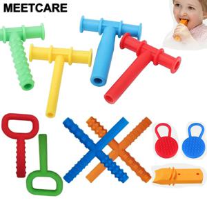 어린이 씹기 튜브 팁 언어 치료 치아 마사지기 말하기 구강 근육 재활 훈련 씹기 튜브 자폐증 감각 치료