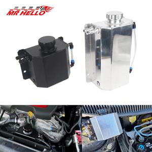 범용 1L/2L 알루미늄 오일 캐치 캔 저수지 탱크 엔진 냉각수 라디에이터 오버플로 오일 연료 탱크 (드레인 플러그 브리더 포함)