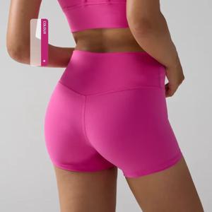 여성용 솔리드 컬러 하이웨이스트 요가 반바지, 빠른 건조, 통기성, 피트니스, 스포츠, 러닝, 사이클링 레깅스