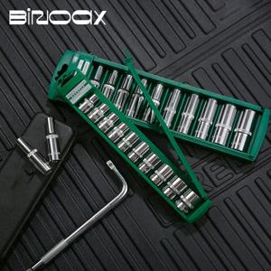 육각 소켓 렌치 헤드 세트 1/4 3/8 1/2 짧은 긴 소켓 깊은 너트 드라이버 슬리브 스패너 엔드 래칫 도구 (홀더 포함)