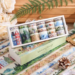 20 롤 빈티지 멋진 여행 Washi 테이프 세트 DIY 공예 플래너 노트북을위한 장식 Scrapbppking 스티커 마스킹 테이프