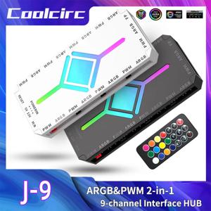 TEUCER 5V 3핀 팬 허브 ARGB PWM 4핀 1 ~ 9 포트 분배기 SATA 전원 자기 흡입 ARGB 팬 컨트롤러(PC 케이스 팬용)