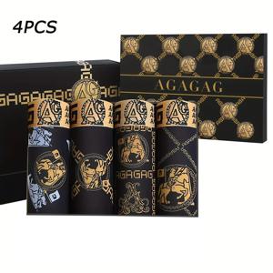 4개/세트 남성용 속옷 패셔너블한 복서 항균 편안한 남성용 복서팬츠 얇은 플랫 코너 팬티 아시안 사이즈